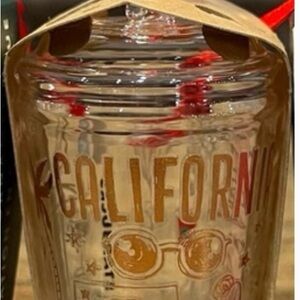 California Glass Tumbler with Red Accents